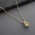 Mariell Cubic Zirconia Crystal Pendant Necklace for Women, 2 Carat 8mm CZ, for Brides, Wedding, Mother's Day Jewelry Gift - color: Champagne