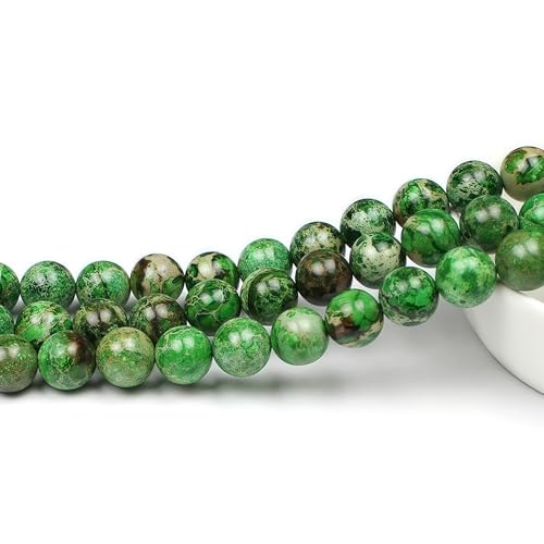 MJDCB 6mm Grass Green Imperial Jasper Gemstone Beads Round Loose Stone Bead for Jewelry Making Bracelets Necklaces - color: Grass Green Imperial Jasper, size: 6mm