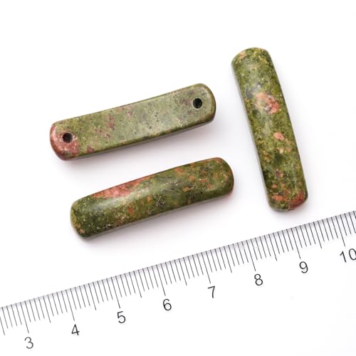 5PCS Natural Unakite Stone Rectangle Curved Beads Gemstone Pendants Connectors for DIY Bracelet Neclace Jewelry Making - color: Unakite