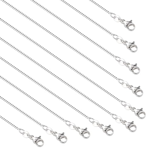 10 Pack Silver Necklace Set Delicate Square Rolo Chain Necklaces Bulk for Jewelry Making - color: Silver Box