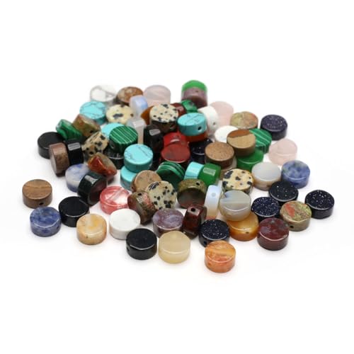 40 Pcs Healing Loose Beads Round Shape Natural Necklace Stone Pendants Crystal Charms for Jewelry Making DIY Craft - color: round