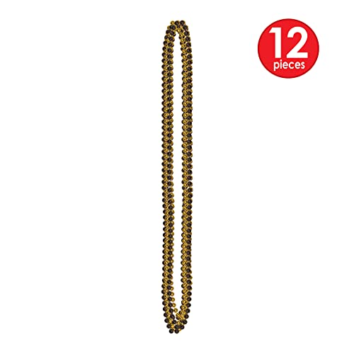 Party Beads - Small Round - size: 12-Pack, style: Black & Gold (12-Pack)