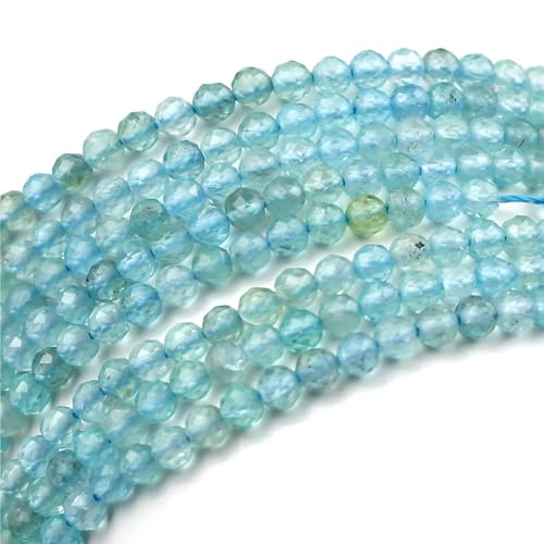 MJDCB 3mm Faceted Natural Apatite Round Loose Beads for Jewelry Making DIY Bracelet Necklace - color: Apatite