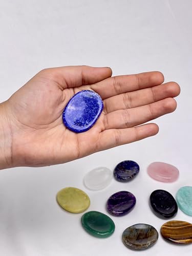 Lapis Lazuli Worry Stone – Natural Thumb Palm Stone for Inner Wisdom, Confidence & Intuition – Deep Blue Pocket Crystal for Focus & Calm - color: Lapis Lazuli