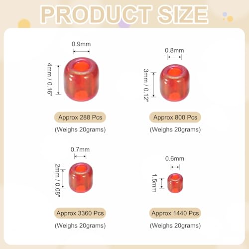 MECCANIXITY 15/0 11/0 8/0 6/0 Glass Seed Beads 1.5mm/2mm/3mm/4mm Loose Seed Beads for Jewelry Earring Bracelet Craft Making, 5888PCS, Bright Red - color: Bright Red