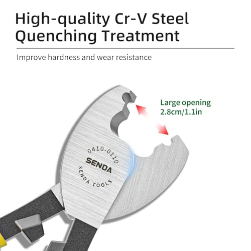 SENDA 10 Inch High Leverage Cable Cutter Heavy Duty Wire Cutting Tool for Aluminum Copper Electrical & Communication Cable, CRV Steel Blade with Ergonomic Comfort Grip - style: Wire Cutters
