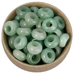 Nupuyai Pack of 30 Large Hole Stone Loose Beads for Jewelry Making, Polished Rondelle European Beads fit Charms Bracelet, Green Aventurine - color: Green, size: 14x8mm