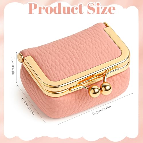 Mini Portable Jewelry Box, Leather Mini Travel Jewelry Case with Kiss Lock Small Rings Organizer Box for Women Rings Earrings Necklace Bracelets Storage