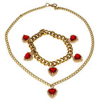 Crystal Zirconia Gold Plated Brass Charms for Jewelry Making Bracelet Necklace Earring Pendant Craft Supplies DIY Accessories - color: HeartA-Red-5Pcs