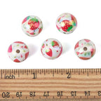 SUNNYCLUE 1 Box 30Pcs Acrylic Strawberry Beads 16mm Chunky Bubblegum Beads Bulk Fruit Printed Round Gum Ball Loose Spacers for Jewelry Making Necklaces Bracelets Earrings Beadable Pens Adults