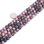 8mm Natural Stone Black Rhodonite Frosted Matte Unpolished Round Beads for Jewelry Making Strand 15 inch - color: Black Rhodonite, size: 8mm