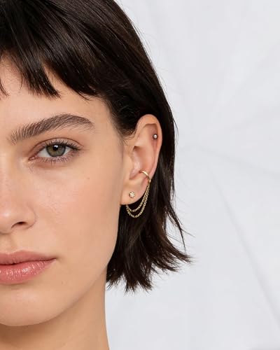 4Pcs Gold Earrings Connector Chains Set for Women, Convertible Dangle Chain for Double Piercings 50mm - color: style F
