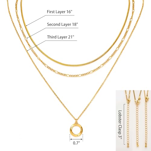 LANE WOODS Gold Plated Necklaces for Women - Multilayer Coin Medallion Pendant Necklace Adjustable Layering Choker Necklaces Chain Set Jewelry - style: Elegant, Modern