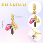 Charms for Jewelry Making Real 18K Gold Plated Dangle Charms Large Hole European Brass Pendant for Bracelet Necklace Women Gift - style: Baseball