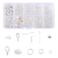 GSHLLO Jewelry Making Supplies Kit Jewelry Findings Starter Kit Earring Repairing Open Jump Rings Bracelet Necklace Lobster Clasps with Box for DIY Crafts Silver - color: Silver