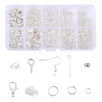 GSHLLO Jewelry Making Supplies Kit Jewelry Findings Starter Kit Earring Repairing Open Jump Rings Bracelet Necklace Lobster Clasps with Box for DIY Crafts Silver - color: Silver