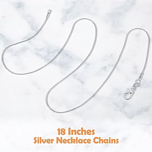 PAXCOO 25 Pack Chains for Jewelry Making, Necklace Chains Bulk Silver Plated Snake Chains for Necklace Jewelry Making, 1.2 mm - size: 18 Inches