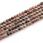 120pcs 3mm Natural Black Stripe Rhodochrosite Gemstone Beads Faceted Round Loose Stone Beads for Jewelry Making (1 Strand) - color: Black Stripe Rhodochrosite, size: 2.8-3.3mm