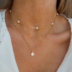 Pearl Necklace for Women- 14K Gold-plated/White Gold-plated Dainty Pearl Necklace for Women - color: Gold Layered 325