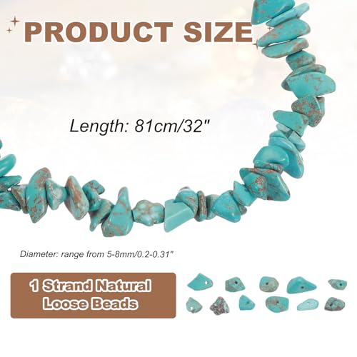 MECCANIXITY 220 Pcs Natural Drilled Turquoise Gemstone Chips Bulk 5mm to 8mm Dia. Irregular Tumbled Crystal Chip Beads for Jewelry Making Craft Supplies (Green Blue) - color: Turquoise, size: 5-8mm