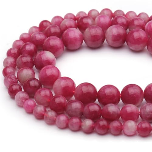 Natural Stone Beads Watermelon Tourmaline 8mm Polished Round Smooth Gemstone Beads for Jewelry Making Supplies 15 Inch(45 Beads) - color: Watermelon Tourmaline 8mm-45pcs