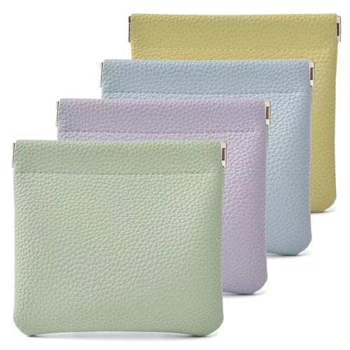 4PCS Small Makeup Bag for Purse，Waterproof Leather Portable Mini Makeup Bag,Snap Closure Organizer Pouch for Coin Cards Jewelry Lipstick Cosmetic Accessories，Small Travel Kit Storage Pouch - color: Multicolor 03
