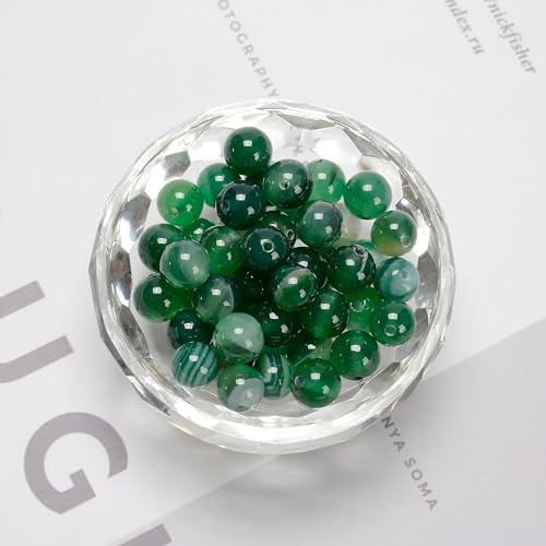 122Pcs(2 Strand/Set) 6mm Green Stripe Agate Smooth Round Beads Natural Stone Beads AAA Grade Premium Round Gemstone Genuine Real Stone Loose for DIY Bracelet Jewelry String Making - color: Green Stripe Agate, size: 6mm