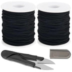1mm Stretchy Bracelet String, QBJAYTY 328FT Elastic Bracelet String Cord for Bracelet Making, Stretchy Elastic String Cord for Beads Beading, Black 2 Rolls - size: 1mm, style: black*2