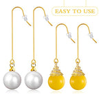 50pcs 2 Sizes Hypoallergenic Long Earwire Hooks Stainless Steel Earring Hooks with Vertical Hanging Loop and 50pcs Earring Safety Backs for DIY Jewelry Making Findings - color: Golden