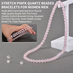 14in Agate Wrap Bracelet for Women Men Natural Round Beaded Agates Stone Healing Stretch Bracelets Elastic Handmade Polished Gemstone Beads Bracelet - color: Pink Quartz, size: 6mm Beads
