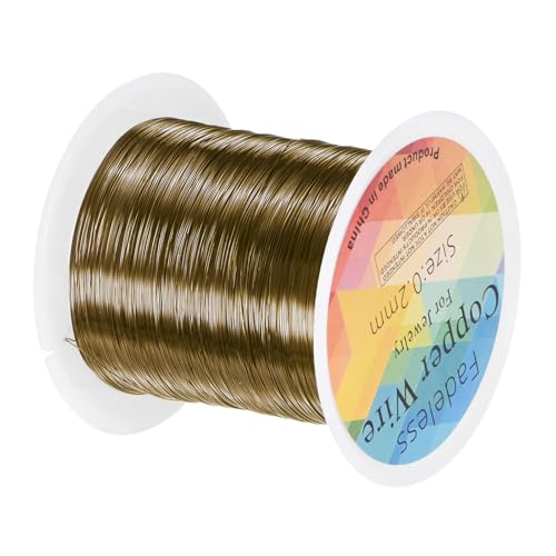 M METERXITY 0.2mm Jewelry Wire, 32 Gauge 328FT Craft Wire Copper Beading Wire for Jewelry Making/Planting/Weaving/DIY Crafting, Soft Metal Wires [100M, Bronze Tone] - color: Bronze Tone, size: 0.2mm 32 Gauge