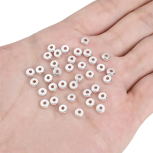 BEADIA Silver Plated Roudelle Spacer Beads 5x2mm 50pcs for Jewelry Making Findings Non Tarnish - color: Silver, size: 5x2mm Roudelle