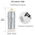 22 Gauge Silver Metal Floral Wire, 38 Yards/35 Meters,for Christmas Wreaths,Tree Decoration,Flower Arrangement,Craft Wire,Flower Wire,Garden Wires,Flowers Bouquet Accessories,Jewelry Wires DIY - size: 22Gauge-Silver-1P/38Yards