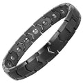 Magnetic Hematite Bracelets for Men Women 316L Stainless Steel Power Balance Energy Magnets Stones Bracelet Jewelry Gift with Adjustment Tool - color: Black