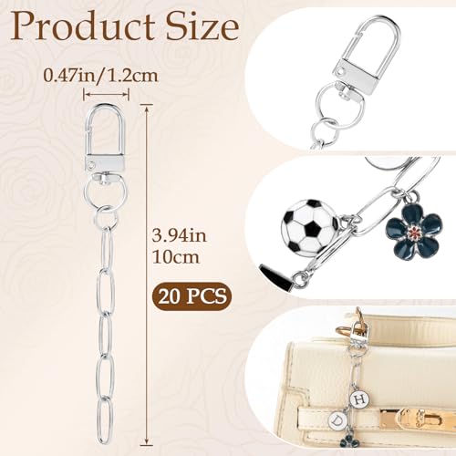Hzopcw 20pcs Silver Keychain Making Kit, Key Ring Swivel Snap Hook Chains, Alloy Extender Keychain Bag Charm Kits for DIY Crafts Jewelry Making Handbag Purses- A2 Style - color: Silver-20pcs-A2 Style