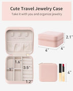 VLANDO Travel Jewelry Case - Teacher Appreciation Gifts for Women - Small Jewelry Travel Organizer Box Travel Essentials Gift for Teen Girl Women - Pink - color: A.Pink