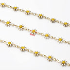 KYUNHOO 16.4 Feet/5M Daisy Flowers Link Chain KC Gold Plated Brass Chain for Jewelry Making Dainty Chain Bulk for Jewelry Craft DIY Finding Supplies - color: Daisy Gold