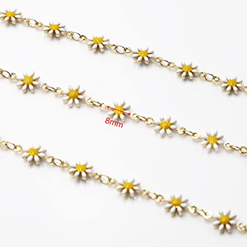 KYUNHOO 16.4 Feet/5M Daisy Flowers Link Chain KC Gold Plated Brass Chain for Jewelry Making Dainty Chain Bulk for Jewelry Craft DIY Finding Supplies - color: Daisy Gold