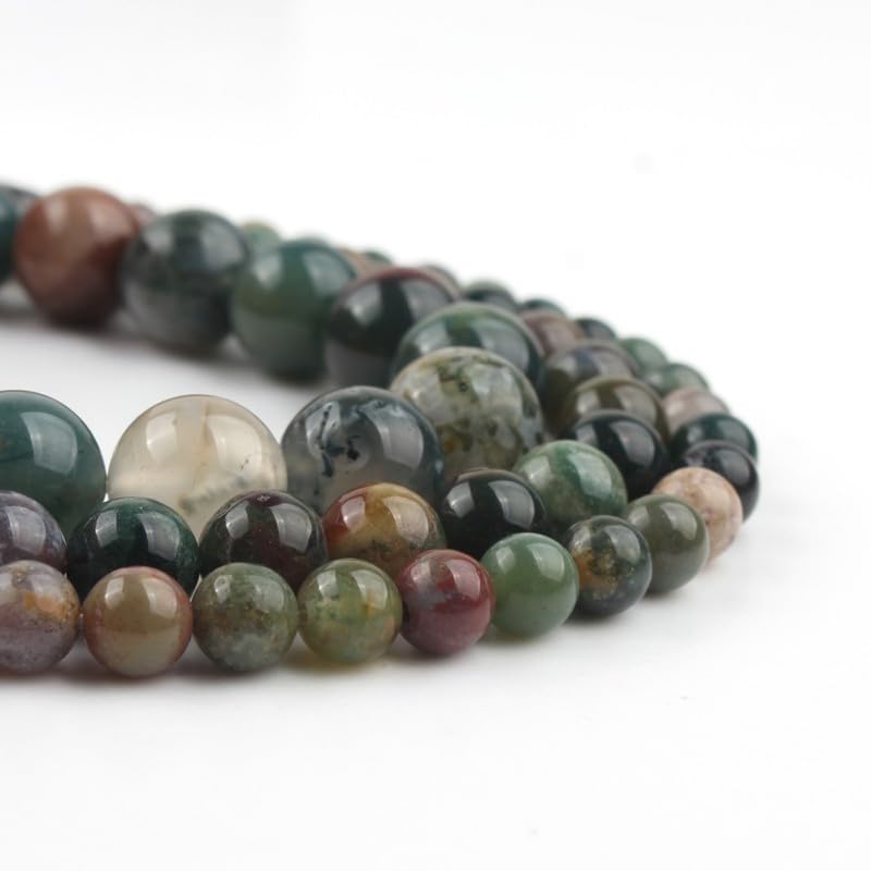Indian Agate 6mm 60 Pcs Stone Beads for Jewelry Making Large Beads Bracelet Keychain Loose Round Smooth Gemstone Beads Necklace Earrings DIY Arts and Crafts Natural Stone Beads ﻿ - color: Indian Agate, size: 6mm