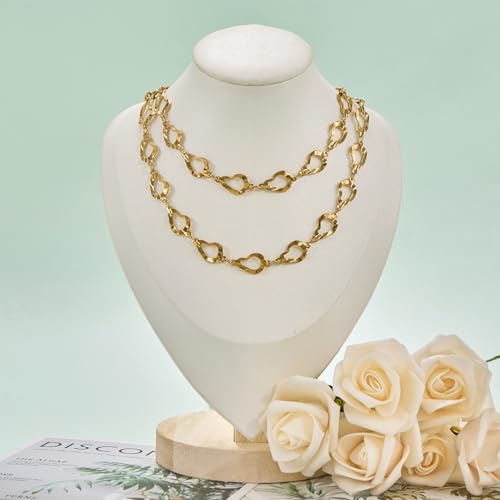 2 Yard Gold Plated Chains for Jewelry Making Stainless Steel Hollow Drop Chain Link for Women Necklace Bracelet DIY - color: Gold Drop