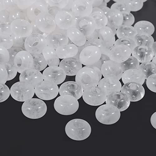 TUMBEELLUWA 40pcs Crystal Stone Large Hole Beads for Jewelry Making Macrame Beads for Hair Braids(14mmx8mm), Tiger's Eye + Rose Quartz + Green Aventurine + Rock Crystal - color: Brown+Pink+Green+White