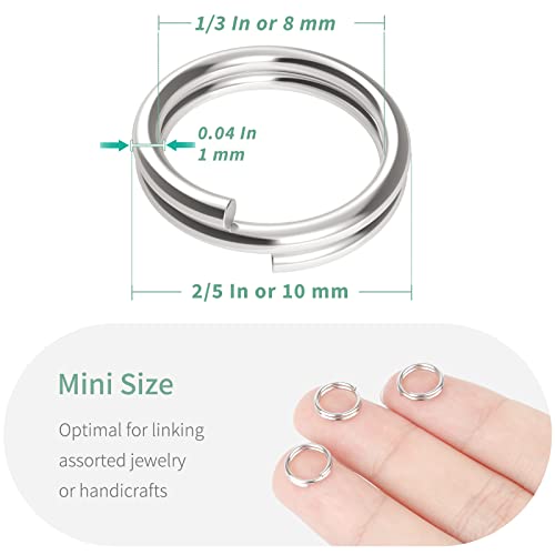 Pawfly 100 Pack 2/5 Inch Mini Split Jump Ring with Double Loops Small Metal Rings Connectors for Jewelry Necklaces Bracelets Earrings Crafts Ornaments and DIY Arts - size: 2/5 Inch,100 PCS