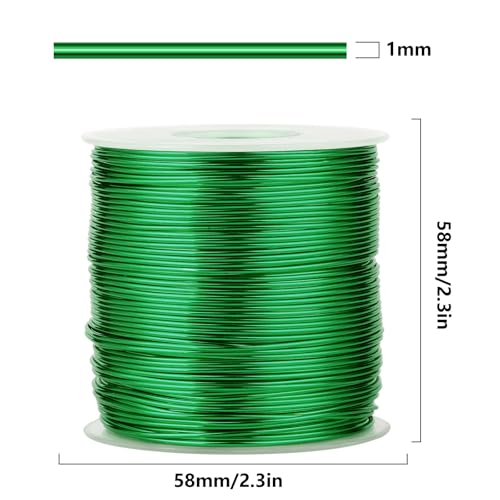 328 Feet Aluminum Craft Wire, 18 Gauge Green Bendable Soft Metal Aluminum Wire Roll Bulk for DIY Crafts Sculpting Jewelry Making - color: Green, size: 18 Gauge