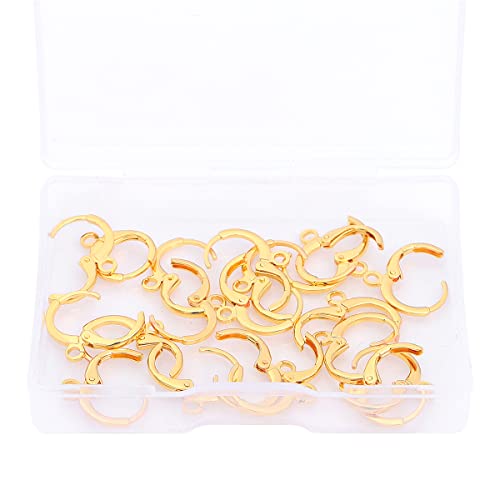 BEADIA 18K Gold Plated Earring Hooks Round 12mm 20pcs for Jewelry Making Findings - size: Round Hooks 12mm