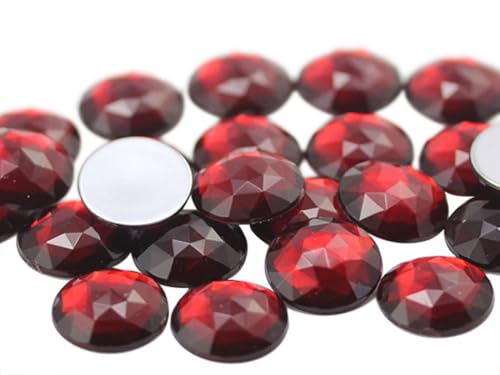 25mm Ruby Garnet A28 Flat Back Round Acrylic Rhinestones Plastic Circle Gems for Costume Making Cosplay Jewels Pro Grade Embelishments - 20 Pieces - color: Red Ruby A28