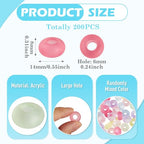 200Pcs Large Hole Acrylic Beads 16x8mm Frosted European Beads Rondelle Candy Color Pastel Pony Bead Kandi Bead Spacers for Crafts DIY Bracelets Jewelry Making Supplies - color: Random, Rondelle