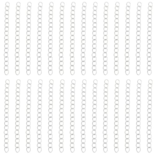 Beebeecraft 100Pcs 5cm Tail Extender Chain for Jewelry Making 925 Sterling Silver Plated 304 Stainless Steel Bracelet Extensions End Extender Chain for Necklace Anklets Keychain DIY Crafts Supplies - color: Silver