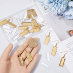 1 Box 60Pcs 20 Sets Gold Bezel Earring Blanks Earrings Wire Hooks Blanks Bezel Trays with 20Pcs 10x25mm Rectangle Glass Cabochon Settings Silicone Earring Backs for Jewelry Making DIY Dangle - style: Style 2