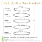 Gold Bracelets Set for Women Stack, Chunky Thick Bracelets Stack for Women Trendy, Simple Dainty Thin Gold Plated Cuff Stackable Bracelets With Beaded Cuban Paperclip Snake Rope Bangle Hand Chain Jewelry - style: Style 02-silver