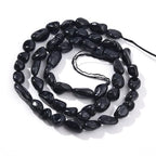 Black Tourmaline Pebble Nugget Oval Free Tumbled Stone 6-8mm Natural Gemstone Loose Beads Approx 15.5 inch for DIY Jewelry Making - color: Black Tourmaline